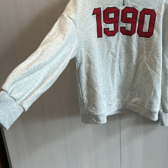 Ampersand Avenue 100% cotton 1990s Half Zip Pullover Heather grey size small - Picture 8 of 9